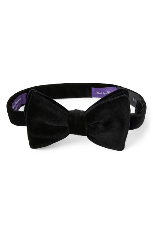 Shop Ralph Lauren Purple Label Pre-tied Cotton Velveteen Bow Tie In Black