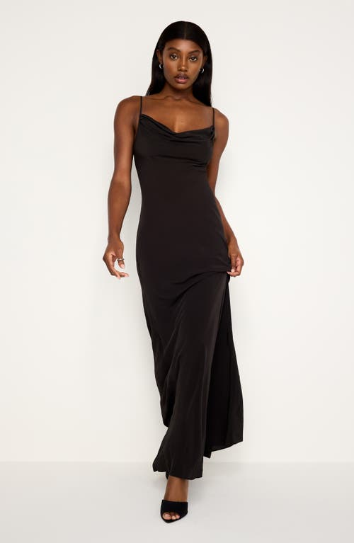 Shop Good American Cowl Neck Bias Cut Maxi Dress In Black001