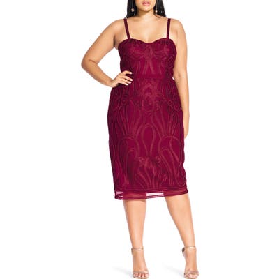 Plus Size City Chic Antonia Strapless Sheath Dress, Red