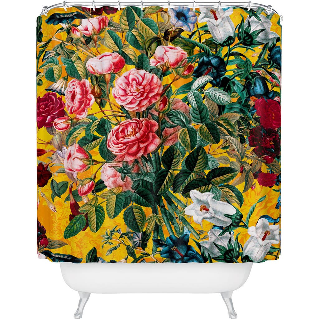 Deny Designs Summer Shower Curtain In Yellow Multi