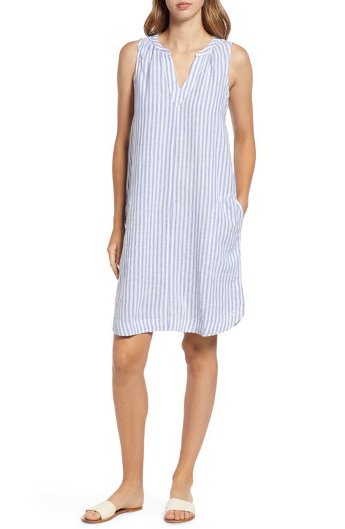 beachlunchlounge Tally Stripe Sleeveless Cotton & Linen Dress in Misty Lines