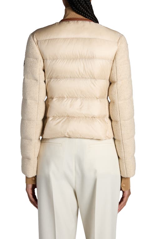 Shop Moncler Serinde Bouclé & Quilted Down Jacket In Soft Beige