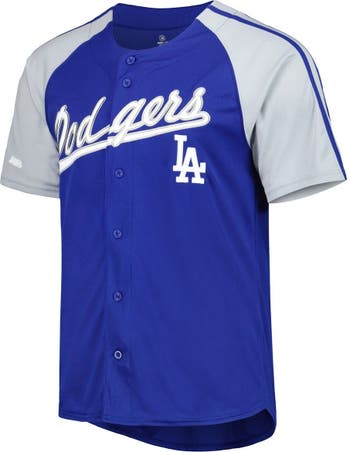 Los Angeles Dodgers Stitches Button-Down Raglan Replica Jersey - Royal