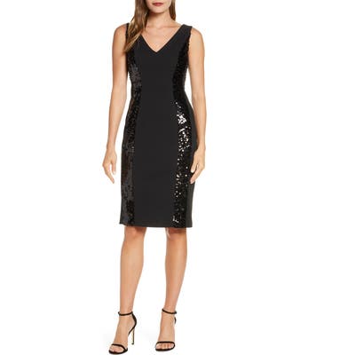 Vince Camuto Sequin Detail Cocktail Dress, Black