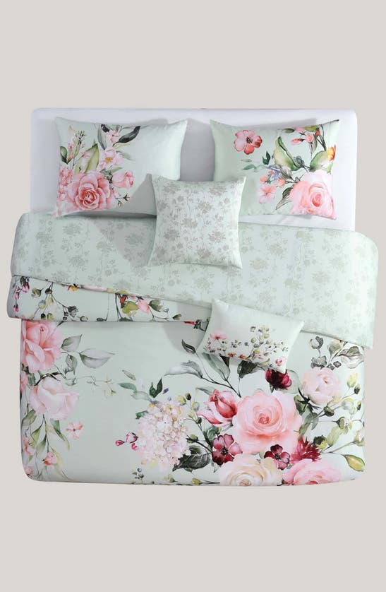 Bebejan Misty Rose 5-piece Reversible Comforter Set In Green