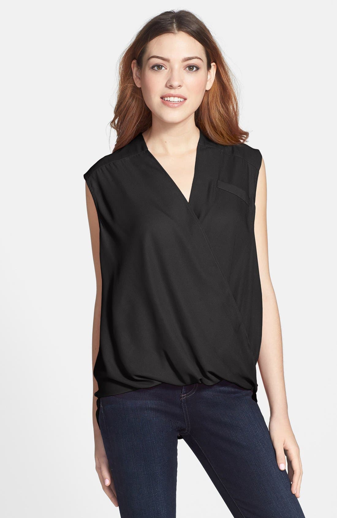 Halogen® Sleeveless Wrap Top (Regular & Petite) Nordstrom