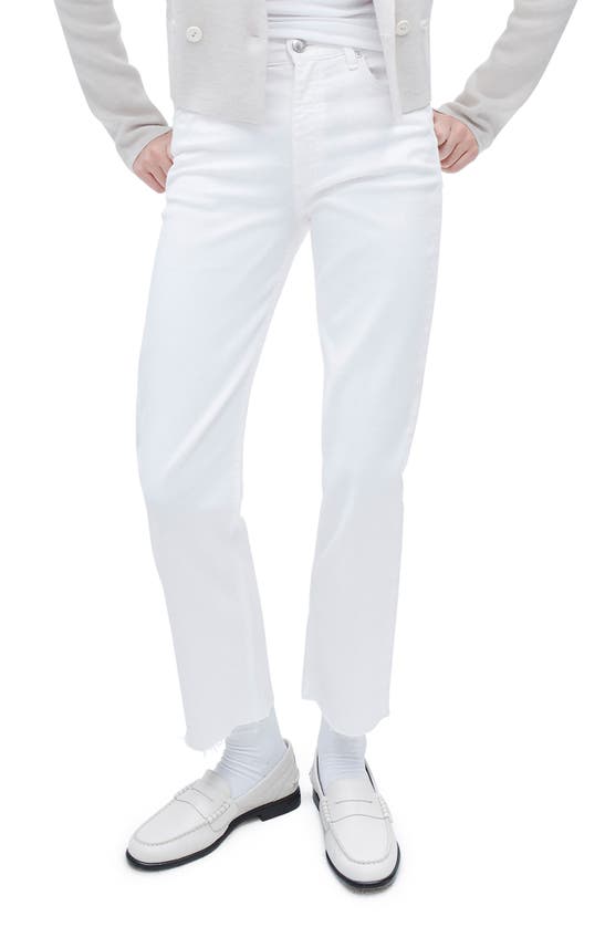 Shop Rag & Bone Harlow Raw Hem Ankle Straight Leg Jeans In Optic White