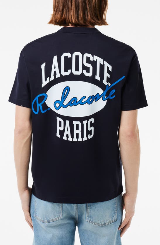 Shop Lacoste Paris Classic Fit Graphic T-shirt In Abimes Blue