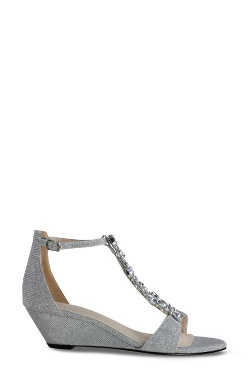 Shop Touch Ups Beatrix Embellished T-strap Wedge Sandal In Silver