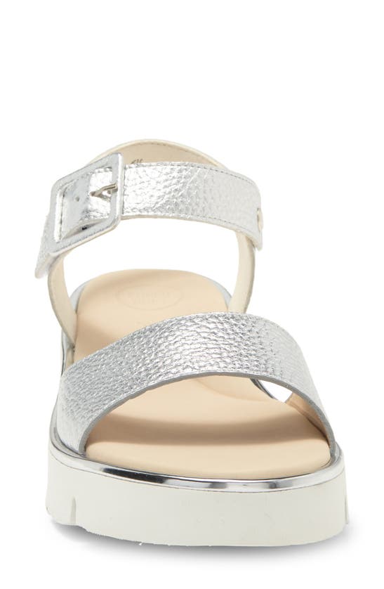 Shop Paul Green Toby Ankle Strap Platform Sandal In Silver Metallic Cervo