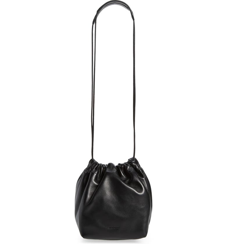 Small Drawstring Leather Crossbody Bag