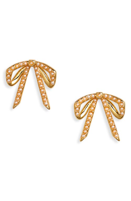 Lele Sadoughi Mini Bow Stud Earrings In Pearl