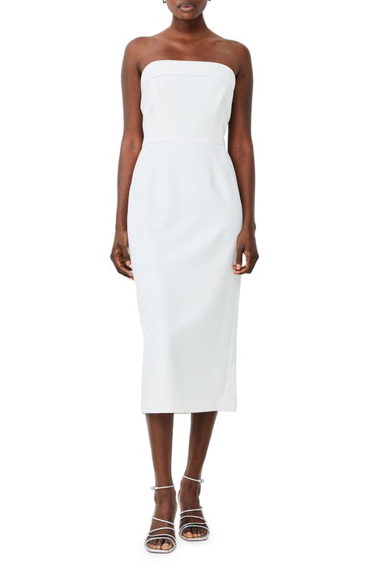 French Connection Echo Crepe Strapless Midi Dress In Summer White