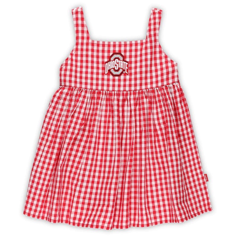 Garb Kids' Girls Toddler  Scarlet Ohio State Buckeyes Cara Woven Gingham Dress