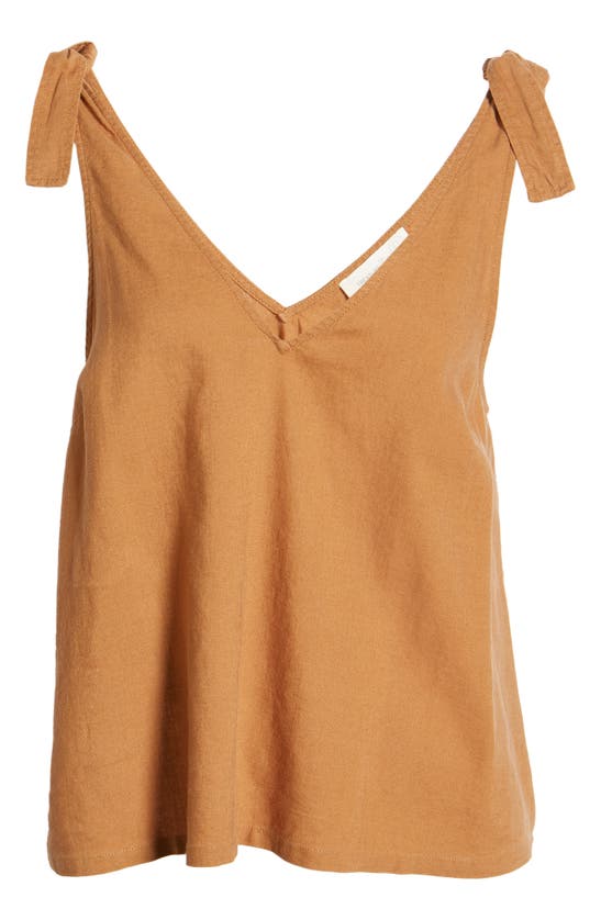 Treasure & Bond Tie Shoulder Tank In Tan Gold