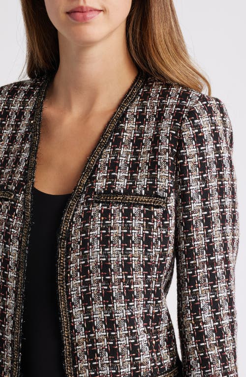 Anne Klein Metallic Tweed Jacket In Anne Black Multi