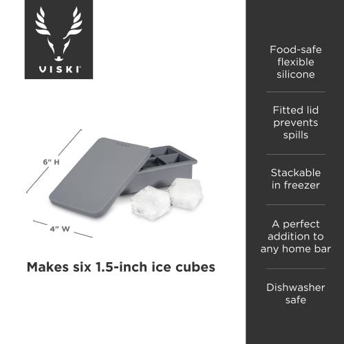 Viski Glacier Highball Ice Cube Tray With Lid In Grey