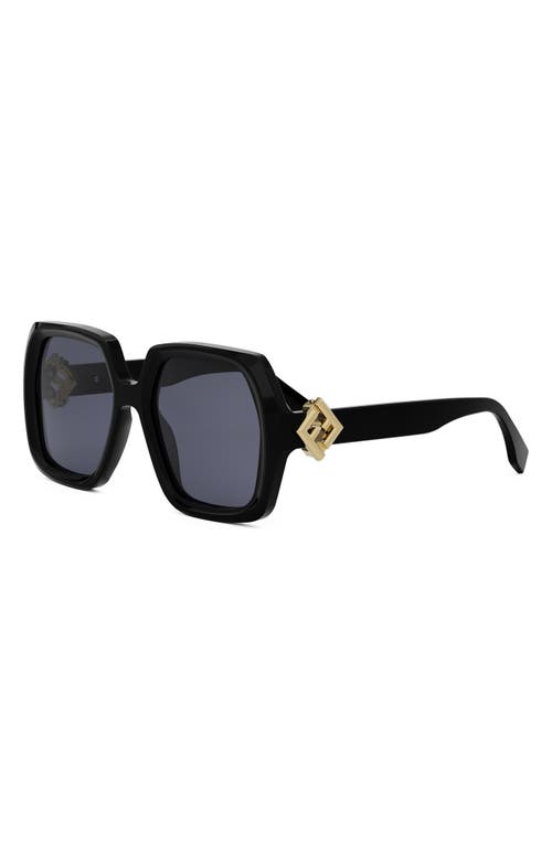 Shop Fendi ' Diamonds 51mm Square Sunglasses In Shiny Black/blue