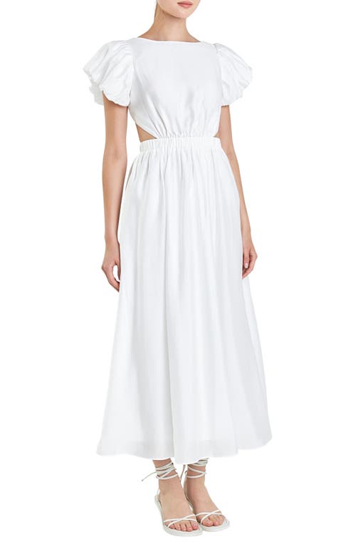 ENGLISH FACTORY ENGLISH FACTORY CUTOUT PUFF SLEEVE MAXI SUNDRESS