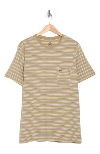 Volcom Sylvan Stripe Pocket Cotton T-shirt In Brown