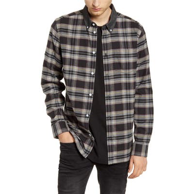 Wesc Olavi Plaid Button-Down Flannel Shirt, Black