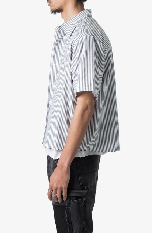 Shop Mnml Stripe Short Sleeve Button-up Shirt In Grey/white