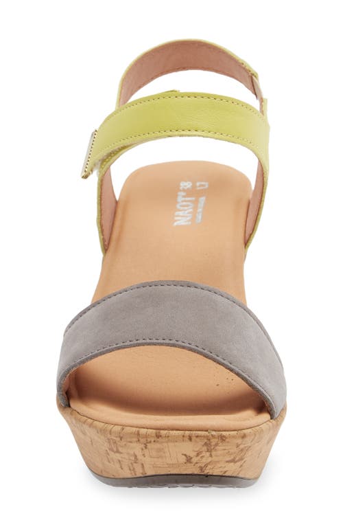 Shop Naot Summer Platform Wedge Sandal In Smoke Grey Nubuck/soft Lime