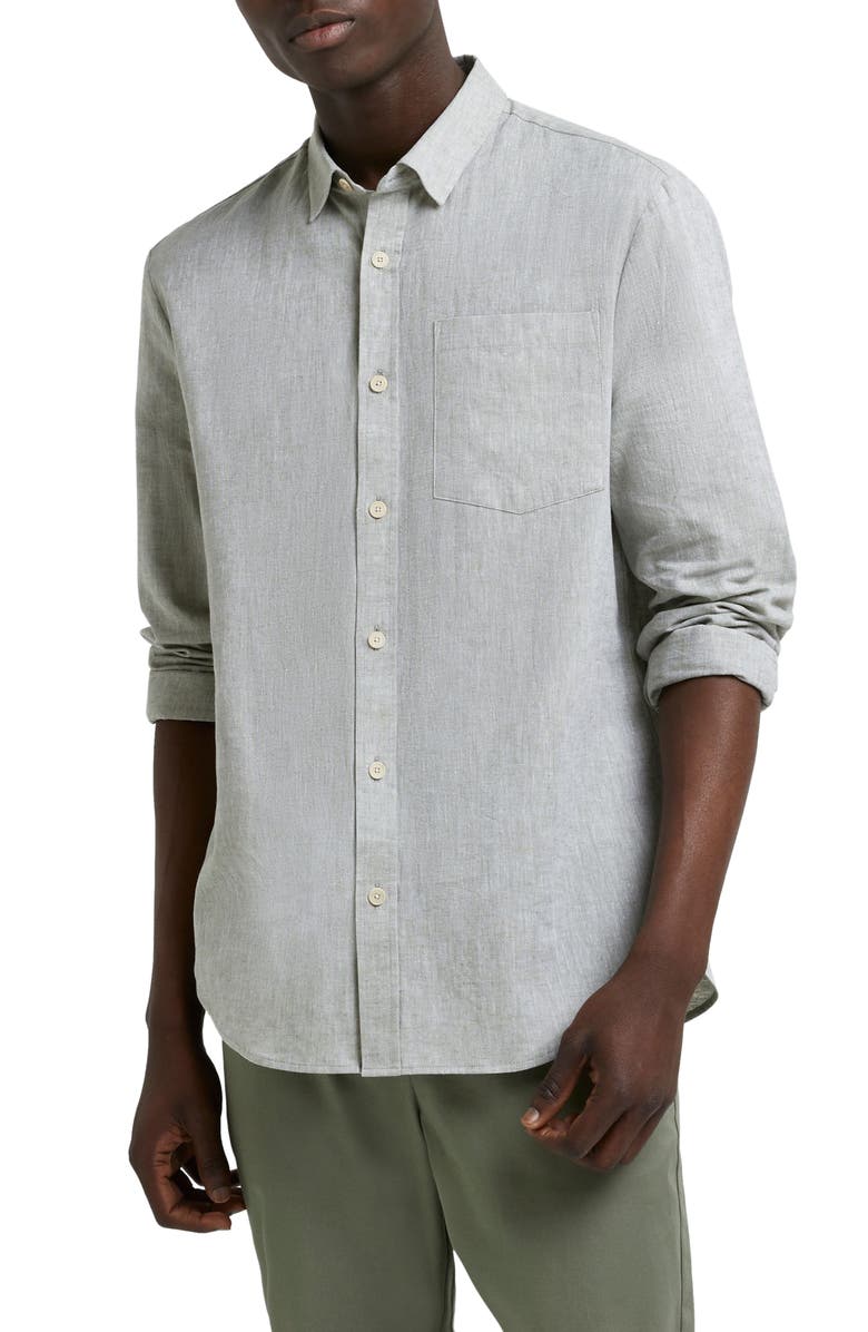 River Island Cotton & Linen Button-Up Shirt | Nordstrom