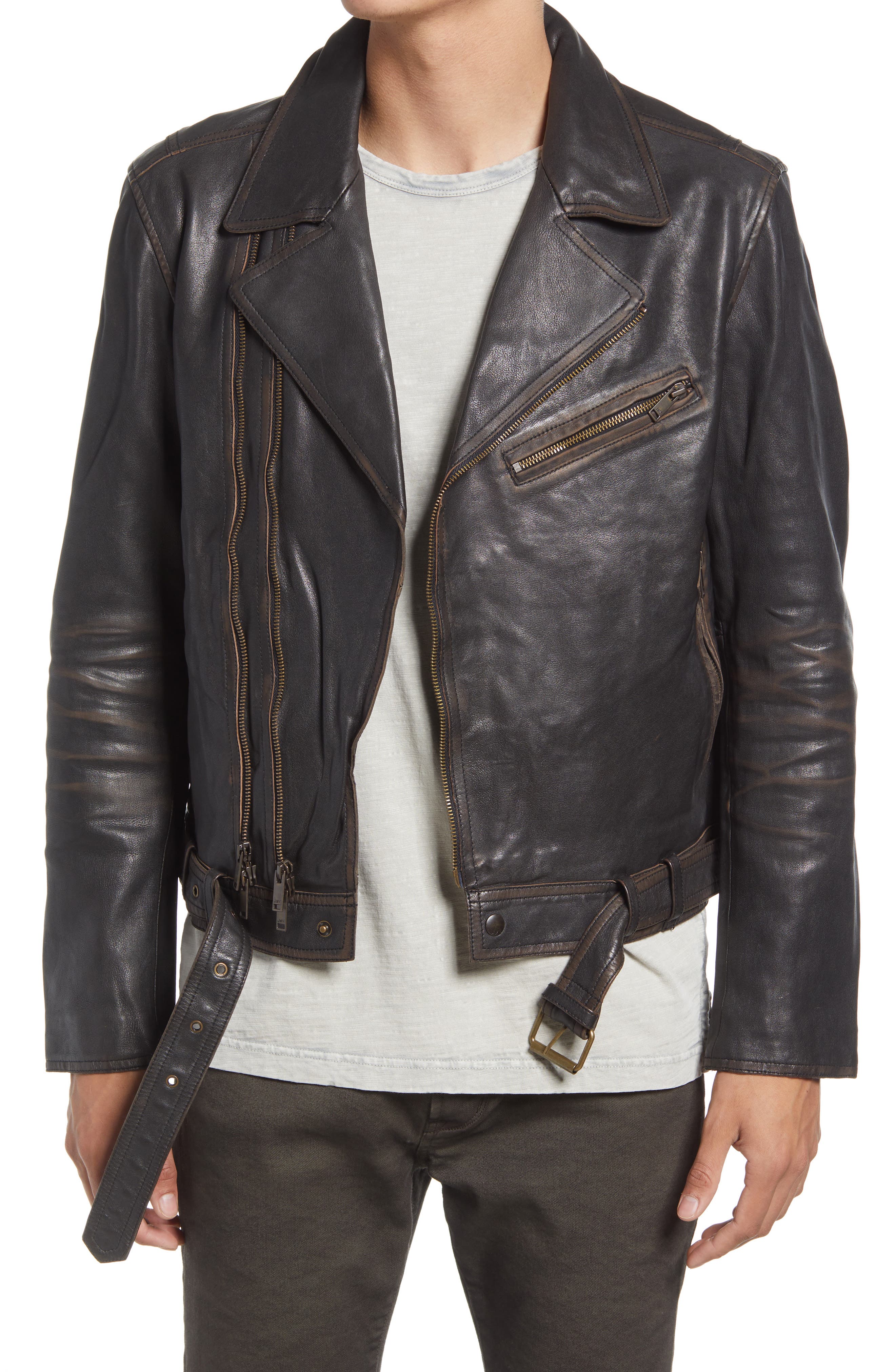 john varvatos blue leather jacket