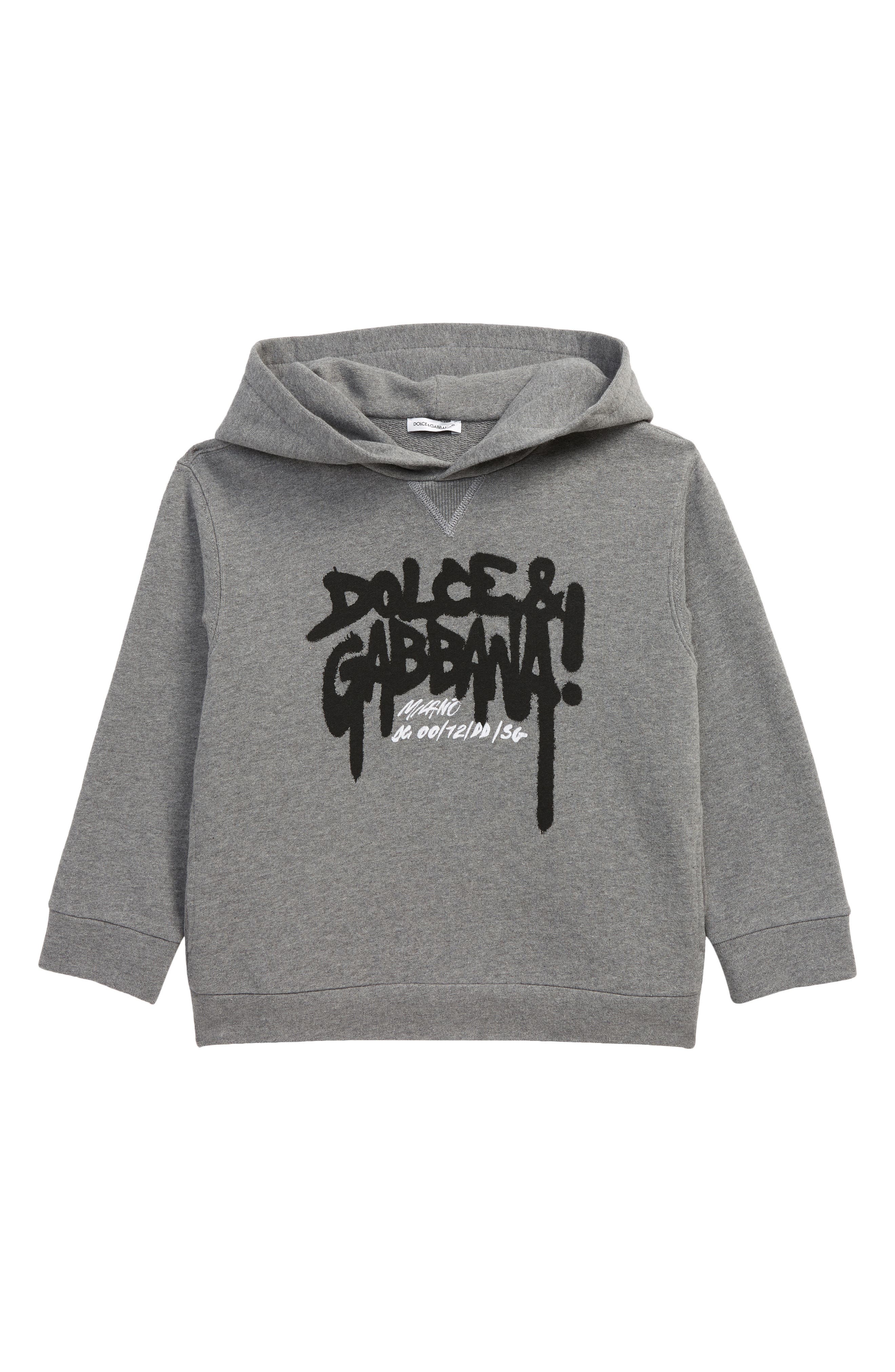 Dolce & Gabbana Kids' Graffiti Logo Hoodie in Grey Print at Nordstrom, Size 6 Us