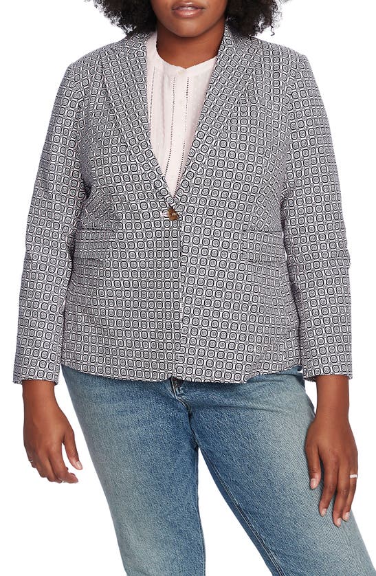 Shop Court & Rowe Tile Floral One-button Blazer In Chambray Pink
