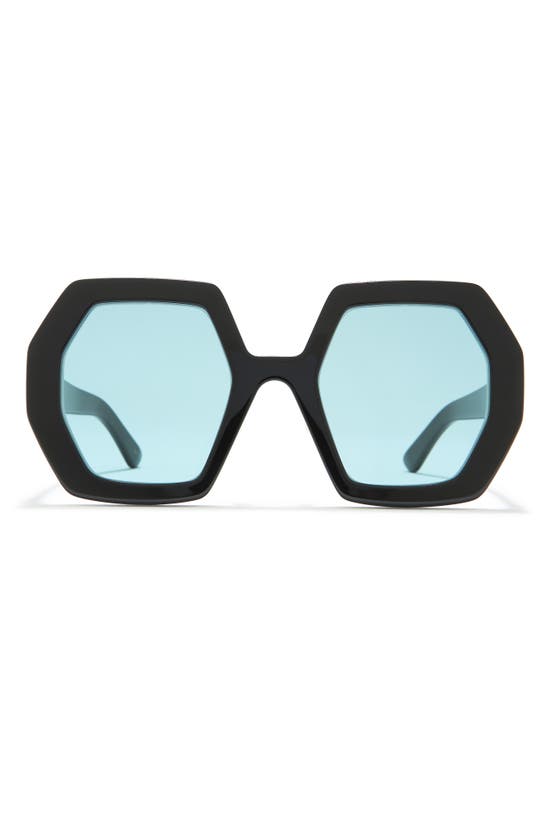 Gucci 55mm Oversized Geo Sunglasses In Black Black Green