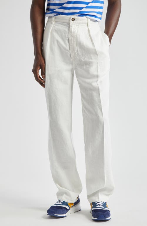 Shop Drake's Games Pleated Linen Pants In Oyster