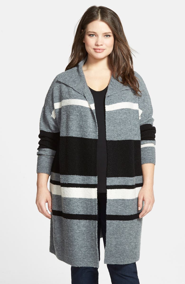 Caslon® Stripe Sweater Coat (Plus Size) | Nordstrom