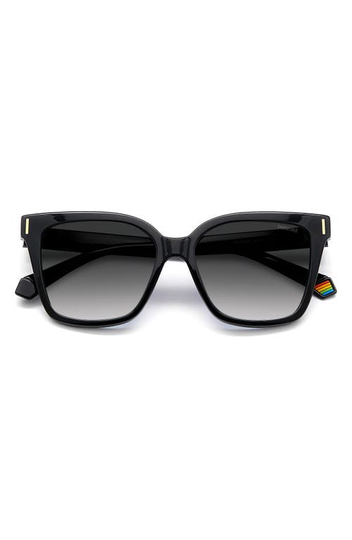 54mm Polarized Cat Eye Sunglasses in Black/Gray Polarized