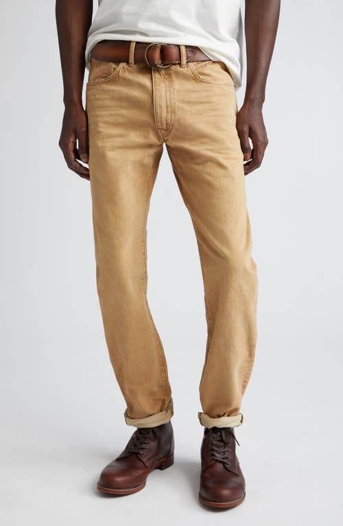 High Waist Slim Fit Jeans in Tan Wash