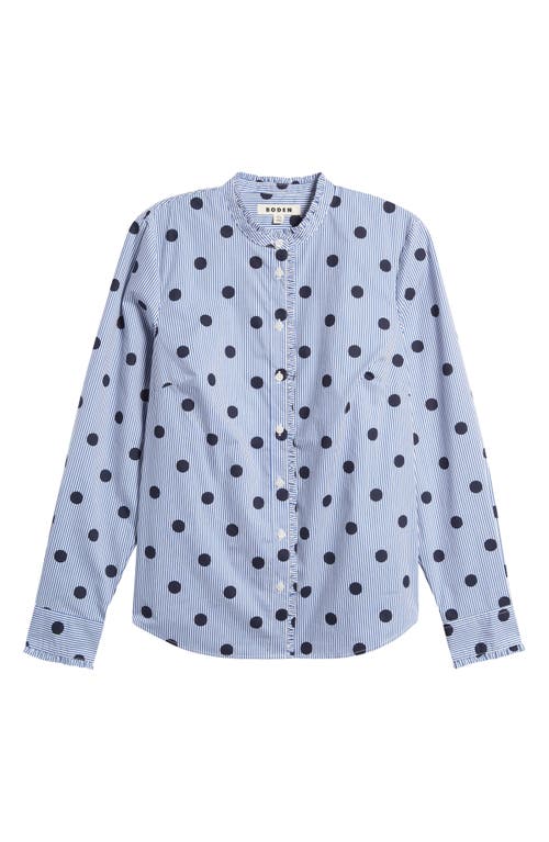 Phoebe Print Cotton Button-Up Shirt in Navy