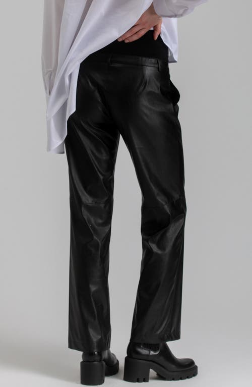Pietro Brunelli Straight Leg Faux Leather Maternity Pants In Black
