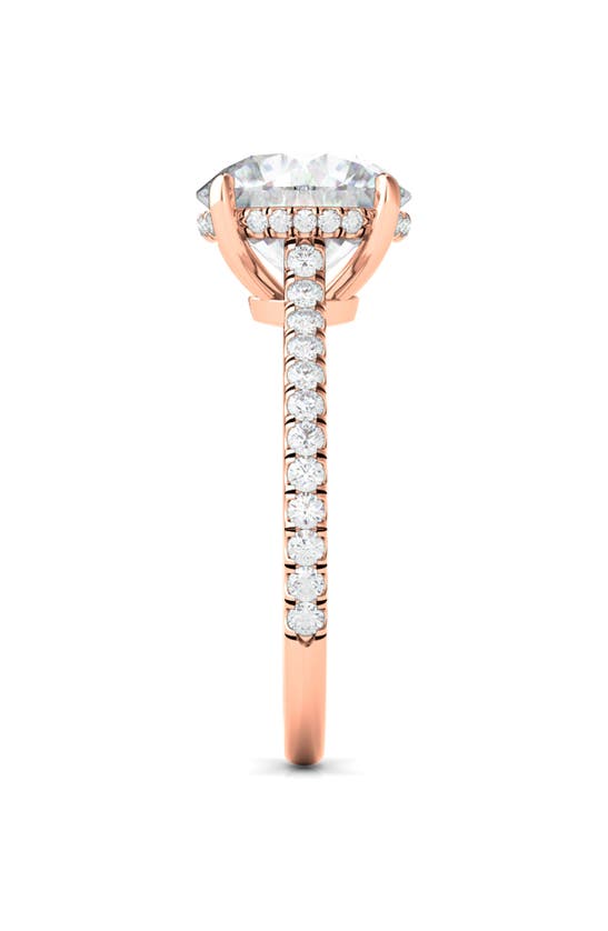 Hautecarat 18k White Gold Round Cut Lab Created Diamond Engagement Ring In 18k Rose Gold