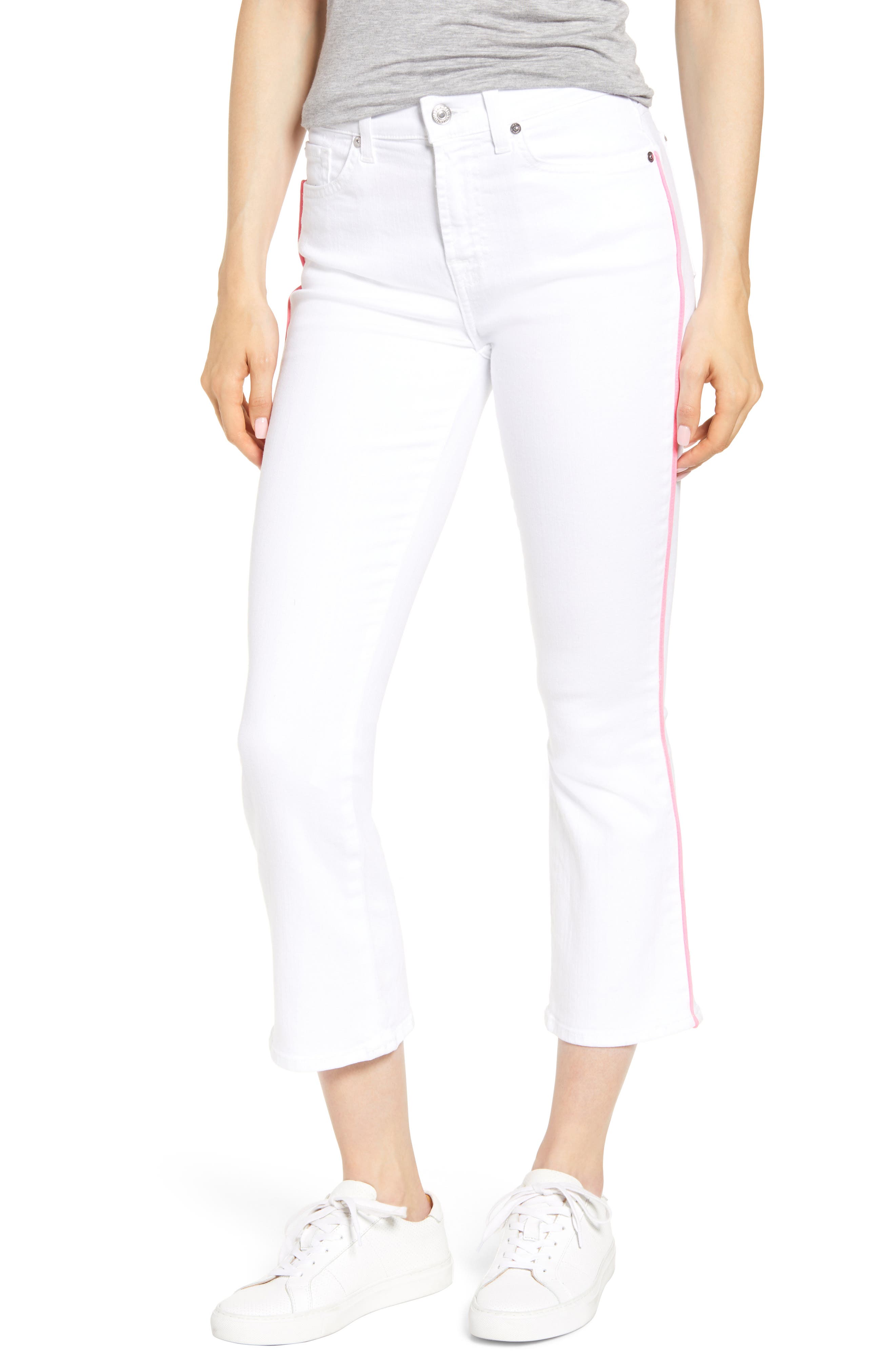 white high waisted cropped jeans