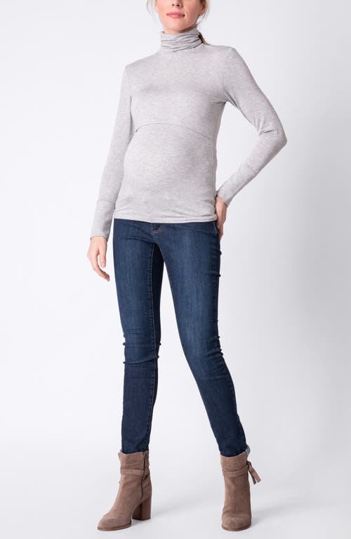 Shop Seraphine Turtleneck Maternity/nursing Top In Silver