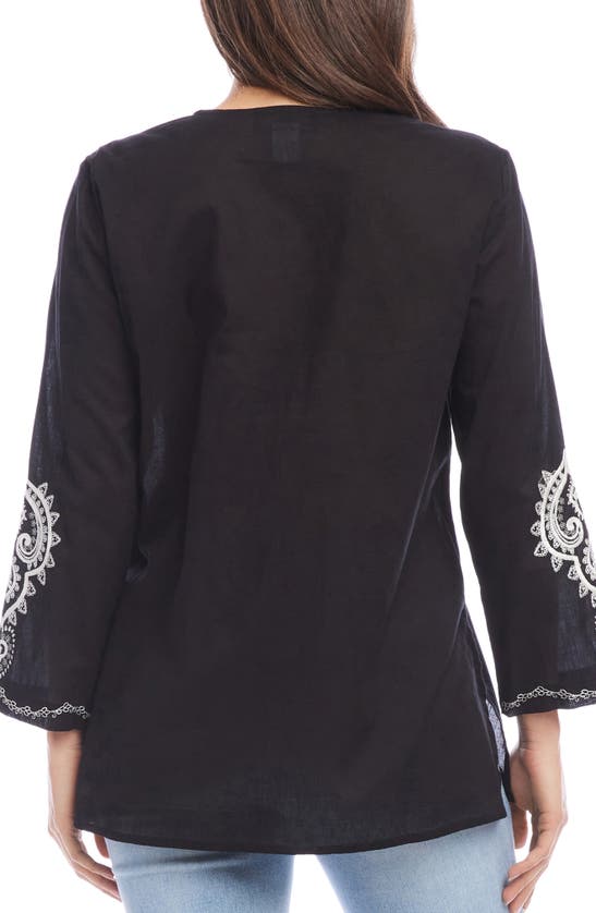 Shop Karen Kane Embroidered Cotton Tunic In Black
