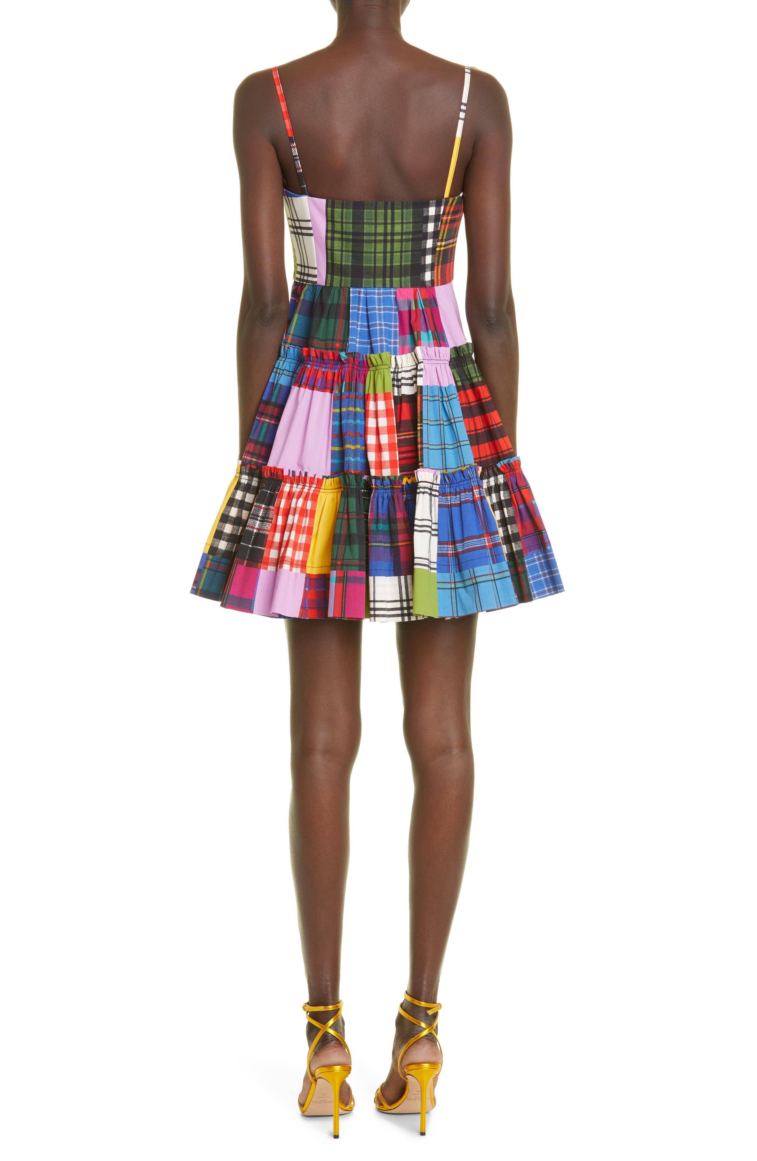 plaid patchwork dress