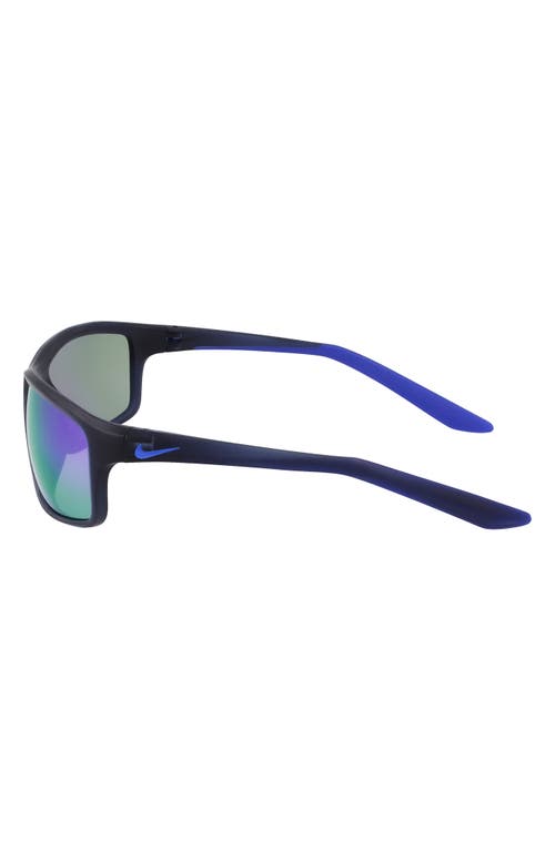 Shop Nike Adrenaline 64mm Rectangular Sunglasses In Matte Obsidian/violet Mirror