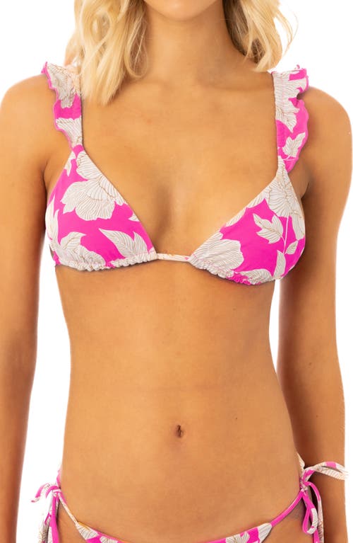 Floral Duo Crush Reversible Triangle Bikini Top in Pink