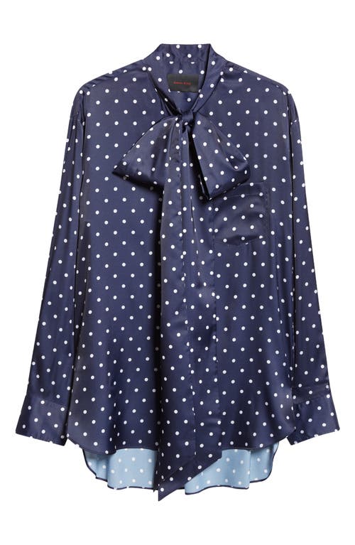 Shop Simone Rocha Polka Dot Cotton Poplin Top In Navy