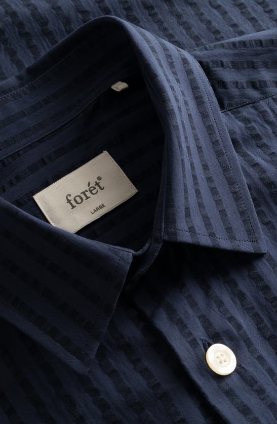 Shop Forét Foret Vole Short Sleeve Seersucker Button-up Shirt In Navy