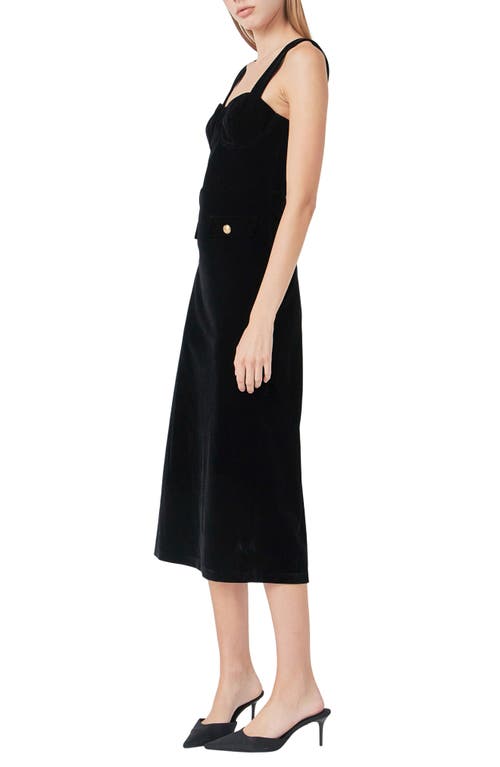 Endless Rose Open Back Velvet Midi Dress In Black