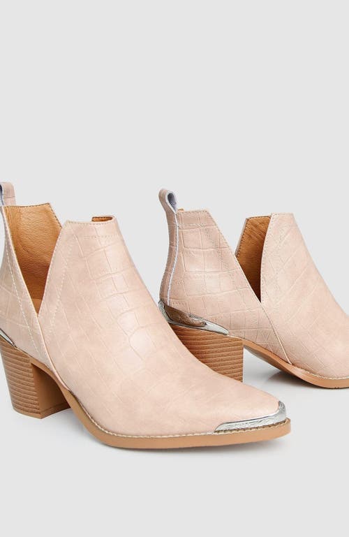 Belle & Bloom Austin Croc Embossed Ankle Boot In Blush