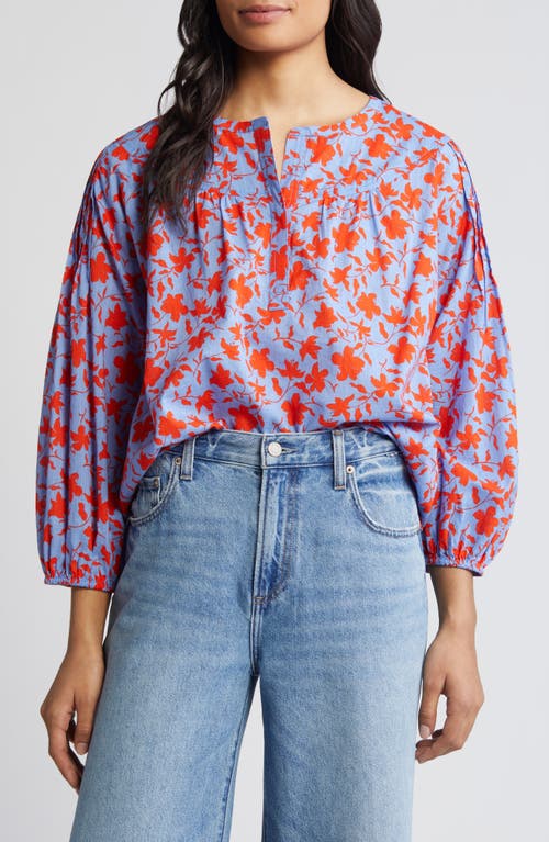caslon(r) Pintuck Pleat Top in Blue C- Red Orchid Float